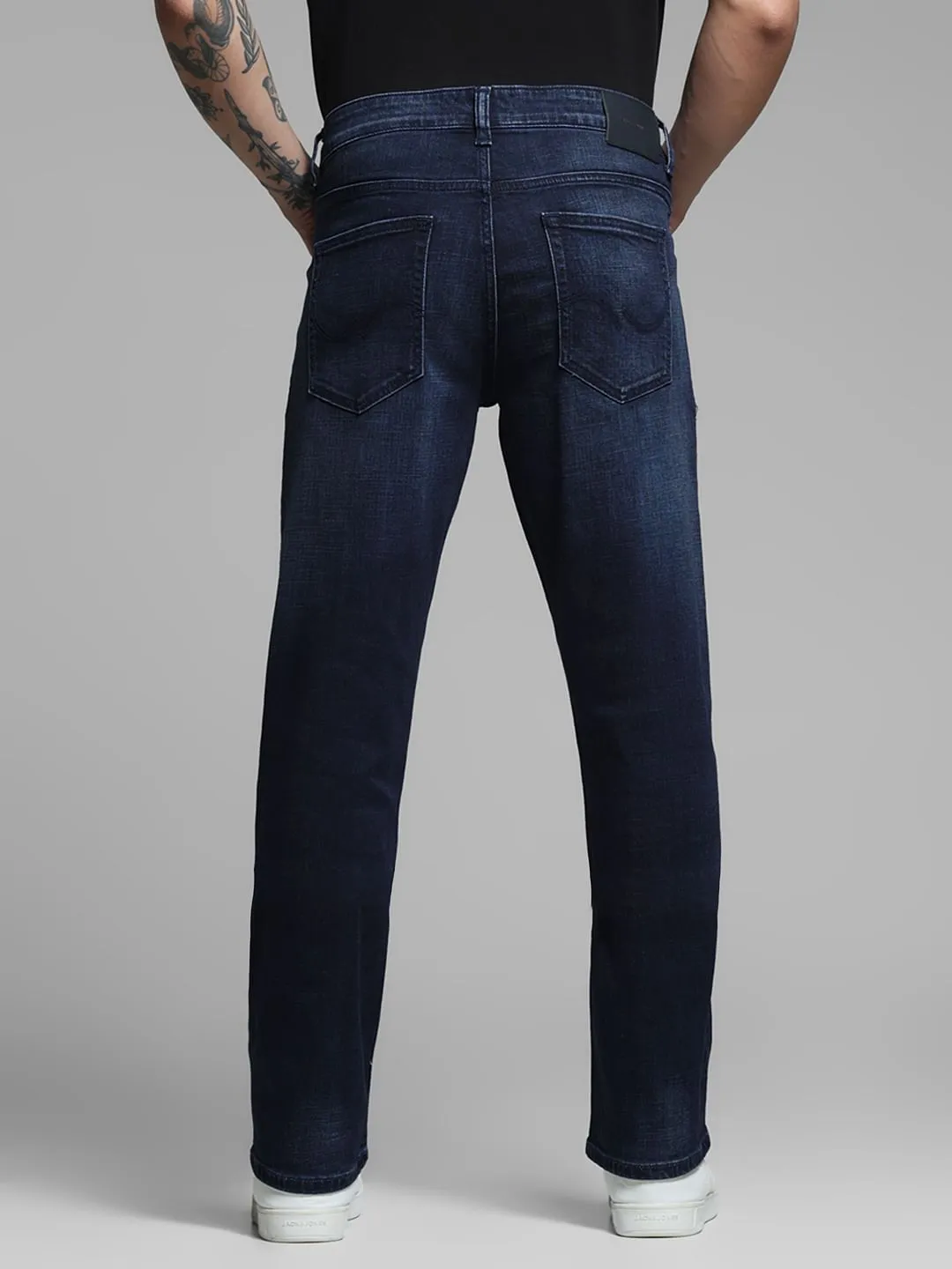 Dark Blue Mid Rise Clark Regular Fit Jeans